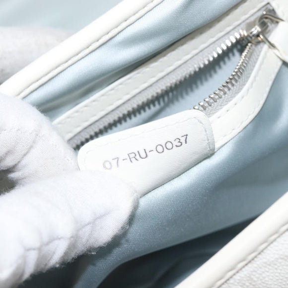 Christian Dior Trotter Canvas Romantic Bag PVC White Silver Auth 198611V
