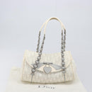 Christian Dior Trotter Canvas Romantic Bag PVC White Silver Auth 198611V-12