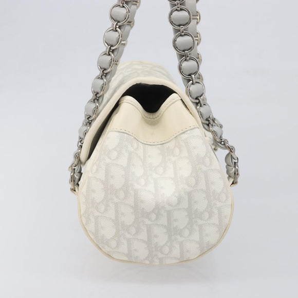 Christian Dior Trotter Canvas Romantic Bag PVC White Silver Auth 198611V