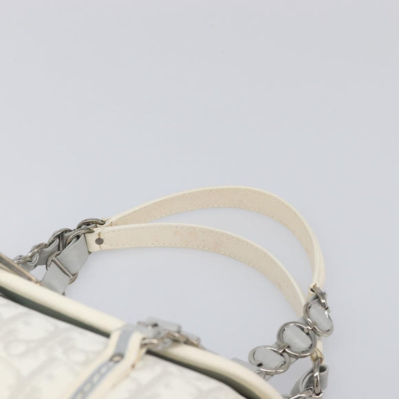 Christian Dior Trotter Canvas Romantic Bag PVC White Silver Auth 198611V