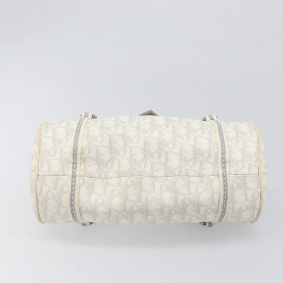 Christian Dior Trotter Canvas Romantic Bag PVC White Silver Auth 198611V