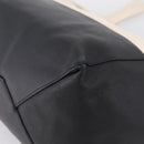 CELINE Horizontal Cabas Large Tote Bag Leather White Black Auth 198621A-12