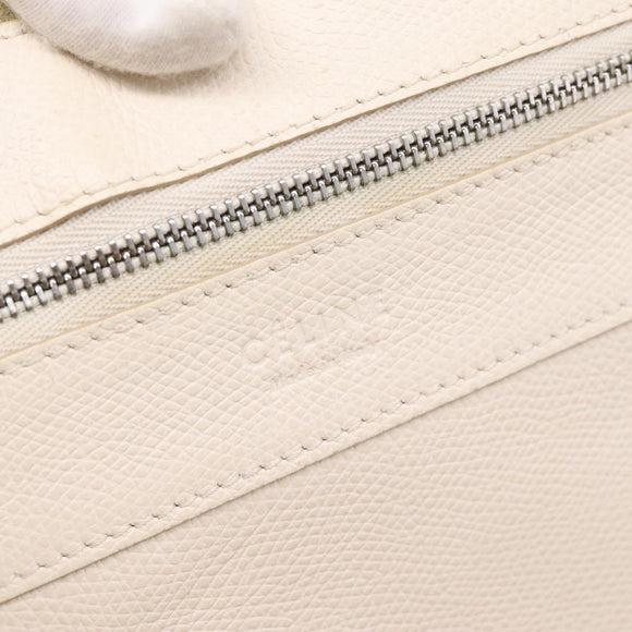 CELINE Horizontal Cabas Large Tote Bag Leather White Black Auth 198621A