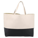 CELINE Horizontal Cabas Large Tote Bag Leather White Black Auth 198621A-2