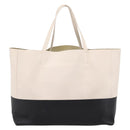 CELINE Horizontal Cabas Large Tote Bag Leather White Black Auth 198621A-3