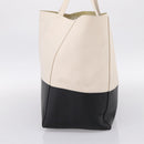 CELINE Horizontal Cabas Large Tote Bag Leather White Black Auth 198621A-5