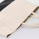 CELINE Horizontal Cabas Large Tote Bag Leather White Black Auth 198621A-6
