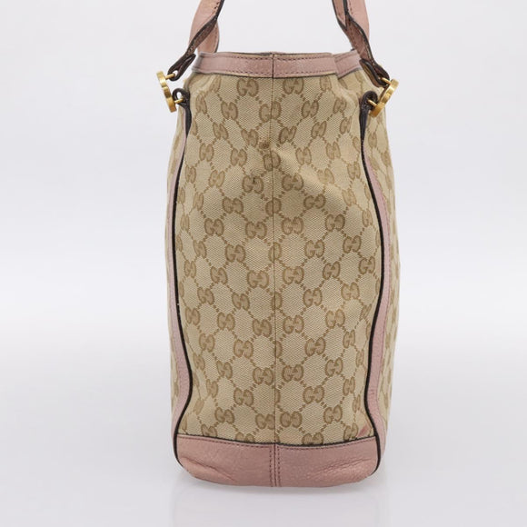 GUCCI GG Canvas Miss GG Tote Bag Beige Gold Tone 342591 Auth 198622