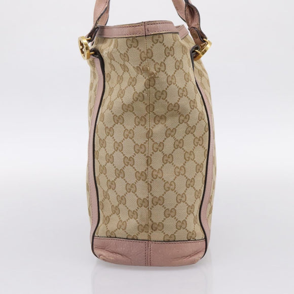 GUCCI GG Canvas Miss GG Tote Bag Beige Gold Tone 342591 Auth 198622