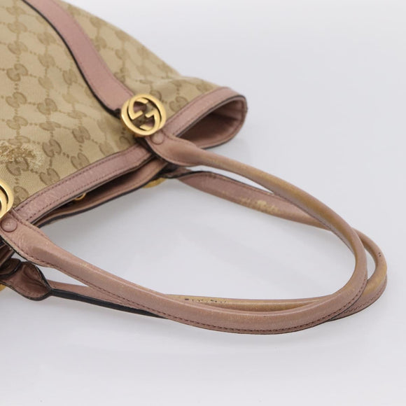 GUCCI GG Canvas Miss GG Tote Bag Beige Gold Tone 342591 Auth 198622