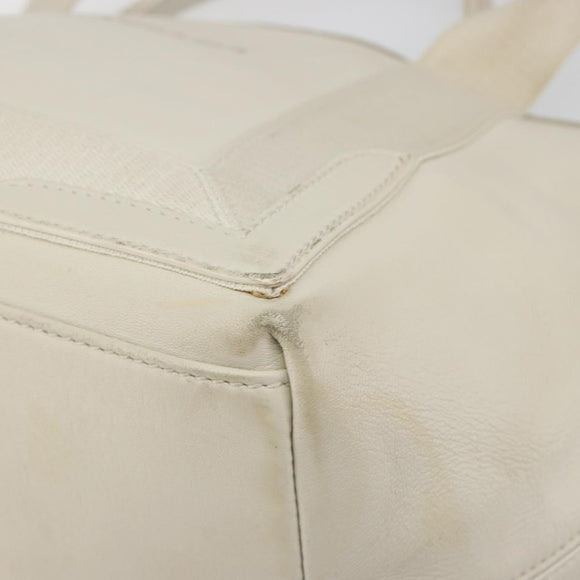 BALENCIAGA Navy Cabas S Hand Bag Leather Ivory Silver 339933 Auth 198623