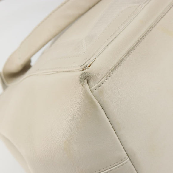 BALENCIAGA Navy Cabas S Hand Bag Leather Ivory Silver 339933 Auth 198623