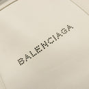 BALENCIAGA Navy Cabas S Hand Bag Leather Ivory Silver 339933 Auth 198623-15