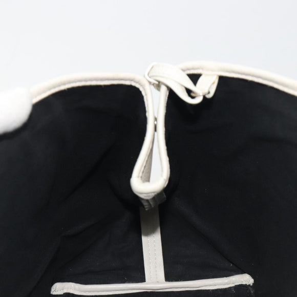 BALENCIAGA Navy Cabas S Hand Bag Leather Ivory Silver 339933 Auth 198623