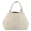 BALENCIAGA Navy Cabas S Hand Bag Leather Ivory Silver 339933 Auth 198623-3