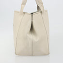 BALENCIAGA Navy Cabas S Hand Bag Leather Ivory Silver 339933 Auth 198623-4