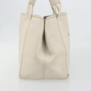 BALENCIAGA Navy Cabas S Hand Bag Leather Ivory Silver 339933 Auth 198623-5