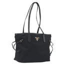 PRADA Tote Bag Nylon Black Gold Tone Auth 198624-1