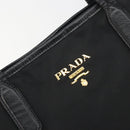 PRADA Tote Bag Nylon Black Gold Tone Auth 198624-18