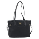 PRADA Tote Bag Nylon Black Gold Tone Auth 198624-13