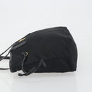 PRADA Tote Bag Nylon Black Gold Tone Auth 198624-4