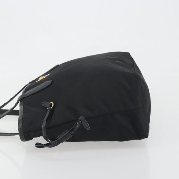 PRADA Tote Bag Nylon Black Gold Tone Auth 198624