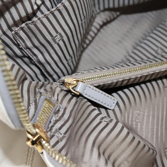 FENDI Chameleon Hand Bag Leather 2way Gray Gold Tone 8BL110 Auth 198625A