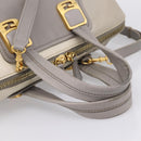 FENDI Chameleon Hand Bag Leather 2way Gray Gold Tone 8BL110 Auth 198625A-7