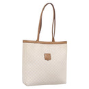 CELINE Macadam Tote Bag PVC Leather White Beige Auth 198626-1