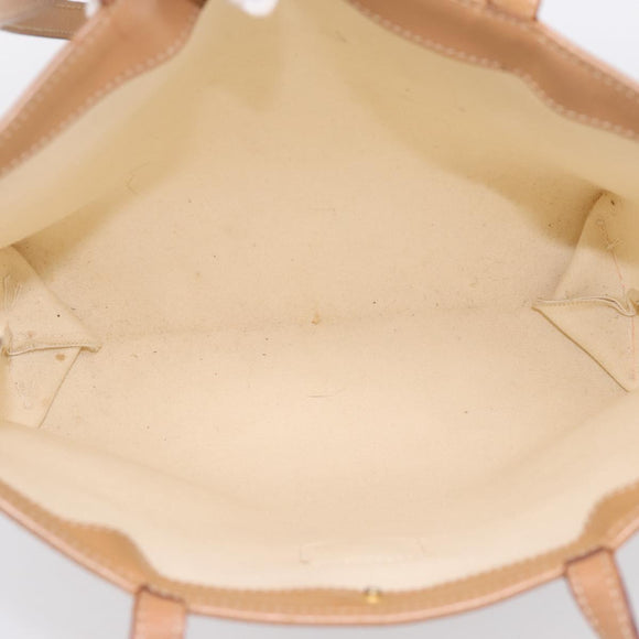 CELINE Macadam Tote Bag PVC Leather White Beige Auth 198626
