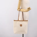 CELINE Macadam Tote Bag PVC Leather White Beige Auth 198626-18