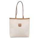 CELINE Macadam Tote Bag PVC Leather White Beige Auth 198626-2