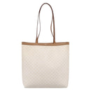 CELINE Macadam Tote Bag PVC Leather White Beige Auth 198626-3