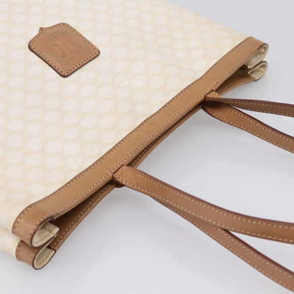 CELINE Macadam Tote Bag PVC Leather White Beige Auth 198626