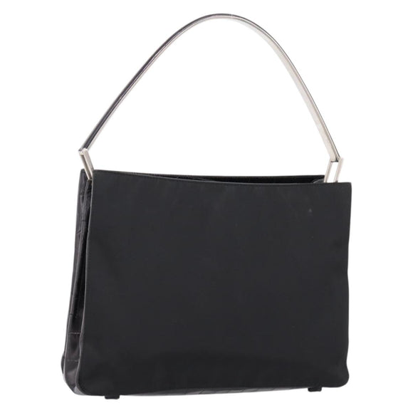 PRADA Tote Bag Nylon Black Silver Auth 198627A