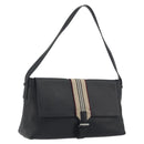 BURBERRY Shoulder Bag Leather Black Silver Auth 198628A-1