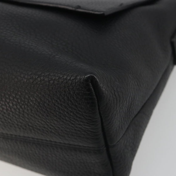 BURBERRY Shoulder Bag Leather Black Silver Auth 198628A