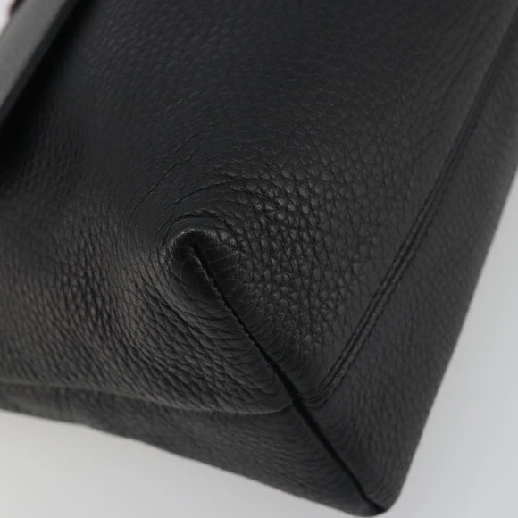 BURBERRY Shoulder Bag Leather Black Silver Auth 198628A