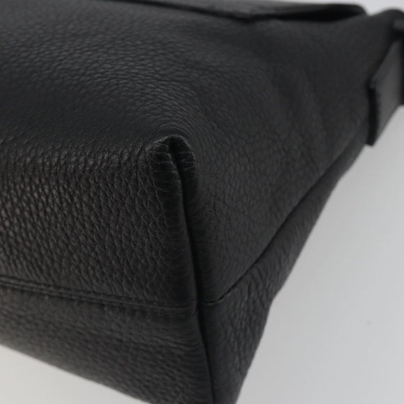 BURBERRY Shoulder Bag Leather Black Silver Auth 198628A