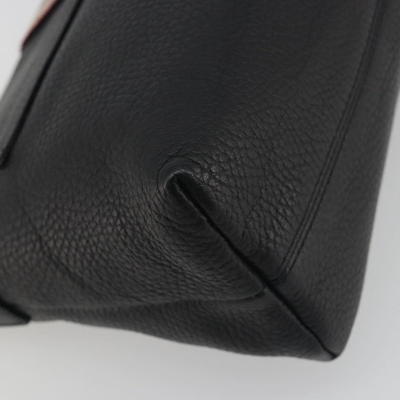 BURBERRY Shoulder Bag Leather Black Silver Auth 198628A