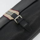 BURBERRY Shoulder Bag Leather Black Silver Auth 198628A-18