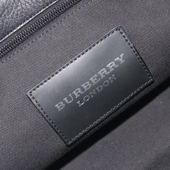 BURBERRY Shoulder Bag Leather Black Silver Auth 198628A
