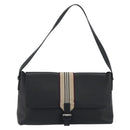 BURBERRY Shoulder Bag Leather Black Silver Auth 198628A-13