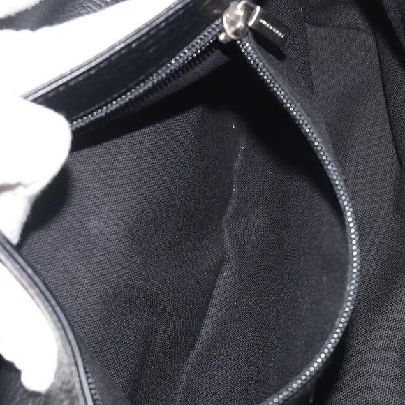 BURBERRY Shoulder Bag Leather Black Silver Auth 198628A