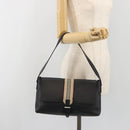BURBERRY Shoulder Bag Leather Black Silver Auth 198628A-23