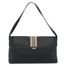 BURBERRY Shoulder Bag Leather Black Silver Auth 198628A-2
