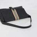 BURBERRY Shoulder Bag Leather Black Silver Auth 198628A-7