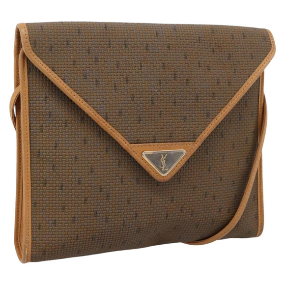 CELINE Shoulder Bag Canvas Brown Beige Auth 198630