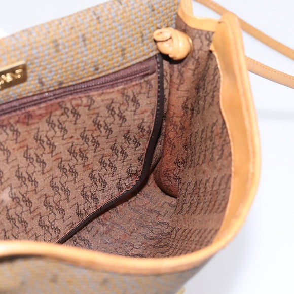 CELINE Shoulder Bag Canvas Brown Beige Auth 198630