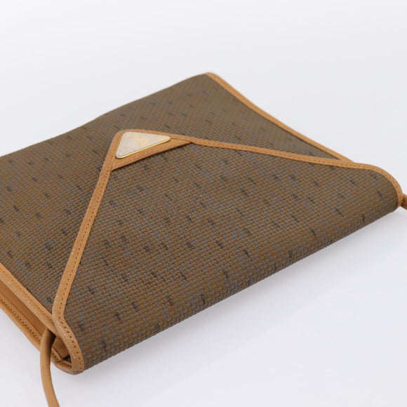 CELINE Shoulder Bag Canvas Brown Beige Auth 198630